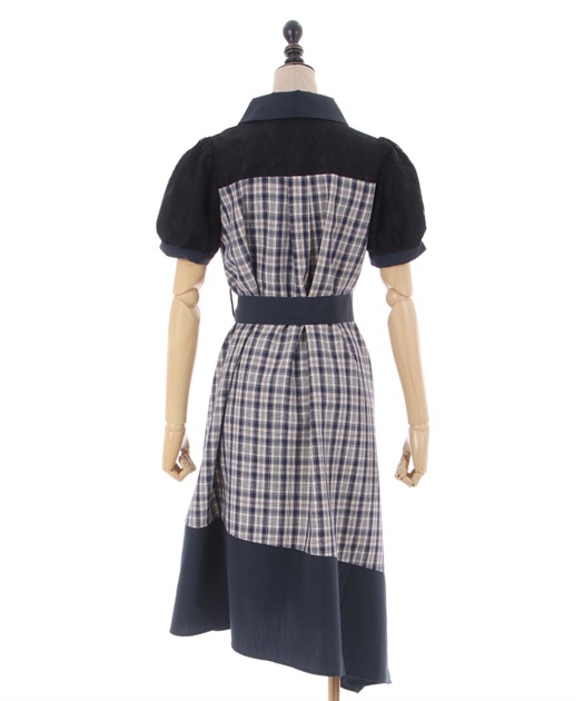チェックバイカラーシャツワンピース | outlet | axes femme チェックバイカラーシャツワンピース | outlet | axes femme