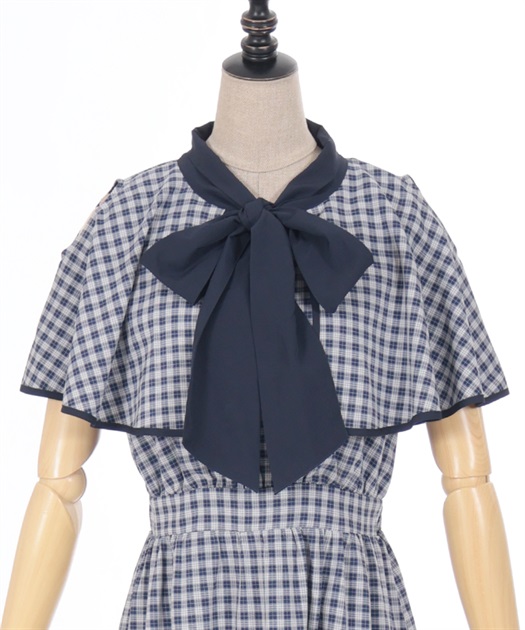 チェックケープデザインワンピース | 衣料 | axes femme online shop チェックケープデザインワンピース | 衣料 | axes femme online shop