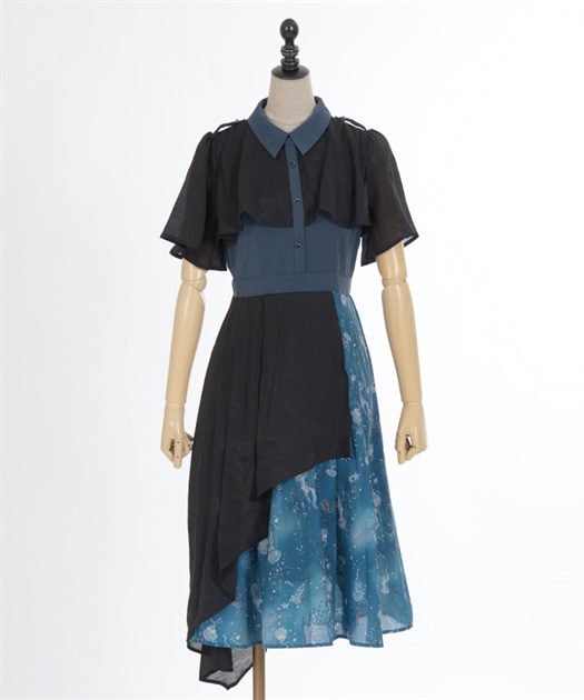ダークマリンバイカラーワンピース | 衣料 | axes femme online shop ダークマリンバイカラーワンピース | 衣料 | axes femme online shop
