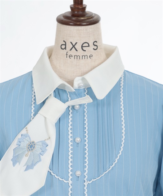 リボン刺繍ネクタイ付きワンピース | 衣料 | axes femme online shop リボン刺繍ネクタイ付きワンピース | 衣料 | axes femme online shop