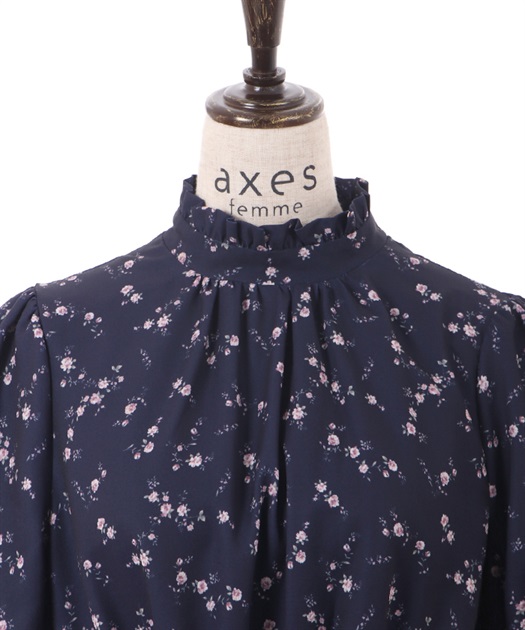 スタンド襟小花柄ワンピース | outlet | axes femme online shop