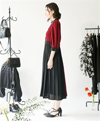 バイカラープリーツワンピース | outlet | axes femme online shop バイカラープリーツワンピース | outlet | axes femme online shop