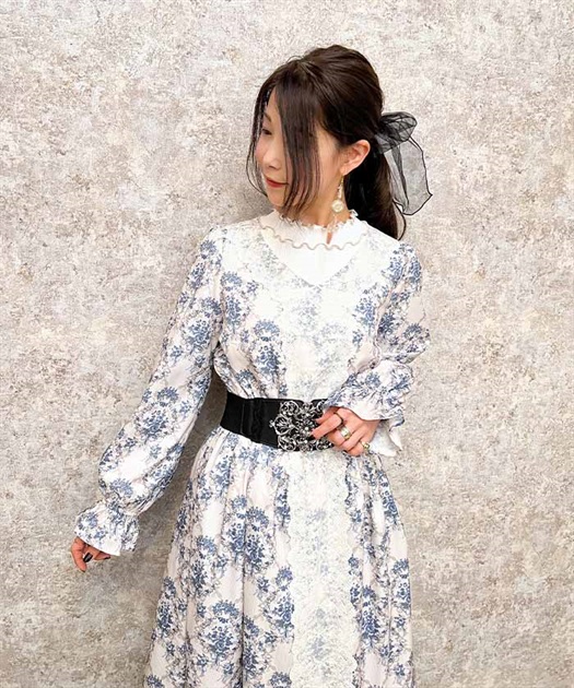 ローズガーランド柄ロングワンピース | outlet | axes femme online shop