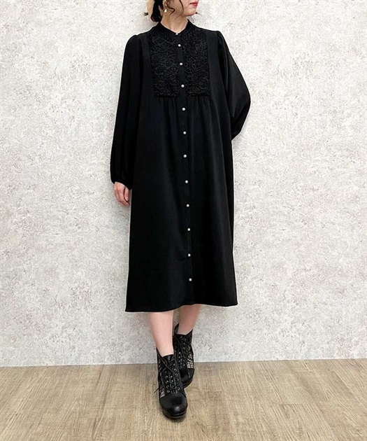 レース切替シャツワンピース | outlet | axes femme online shop レース切替シャツワンピース | outlet | axes femme online shop