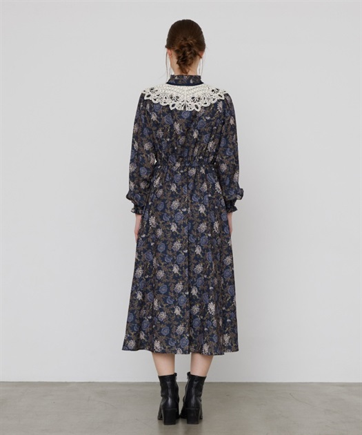 レース襟付き花柄ワンピース | outlet | axes femme online shop レース襟付き花柄ワンピース | outlet | axes femme online shop