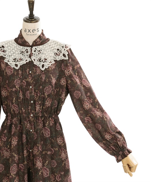 レース襟付き花柄ワンピース | outlet | axes femme online shop レース襟付き花柄ワンピース | outlet | axes femme online shop
