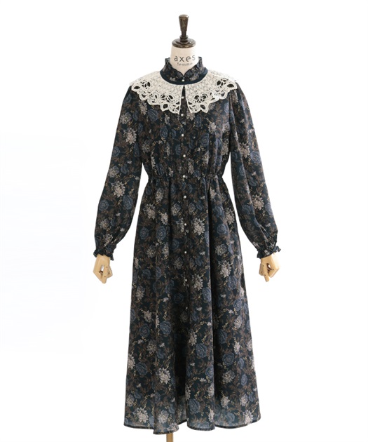 レース襟付き花柄ワンピース | outlet | axes femme online shop レース襟付き花柄ワンピース | outlet | axes femme online shop