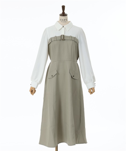 ベルト風ドッキングワンピース | outlet | axes femme online shop ベルト風ドッキングワンピース | outlet | axes femme online shop