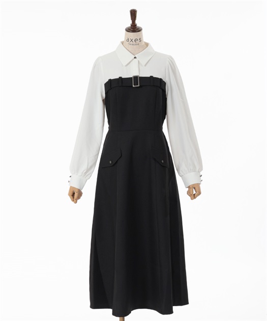 ベルト風ドッキングワンピース | outlet | axes femme online shop ベルト風ドッキングワンピース | outlet | axes femme online shop