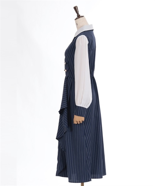 襟刺繍ストライプワンピース | outlet | axes femme online shop 襟刺繍ストライプワンピース | outlet | axes femme online shop