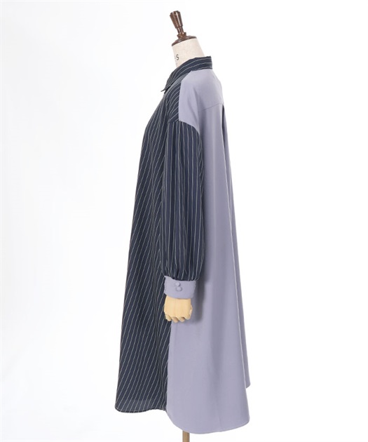 柄切替バイカラーシャツワンピ | outlet | axes femme online shop 柄切替バイカラーシャツワンピ | outlet | axes femme online shop
