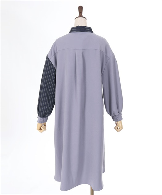 柄切替バイカラーシャツワンピ | レディース服・レディース 柄切替バイカラーシャツワンピ | レディース服・レディース