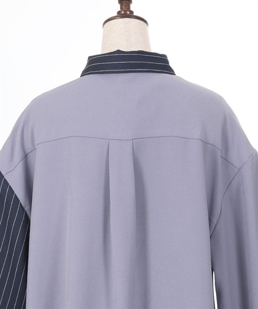柄切替バイカラーシャツワンピ【期間限定価格】 | レディース服 柄切替バイカラーシャツワンピ【期間限定価格】 | レディース服