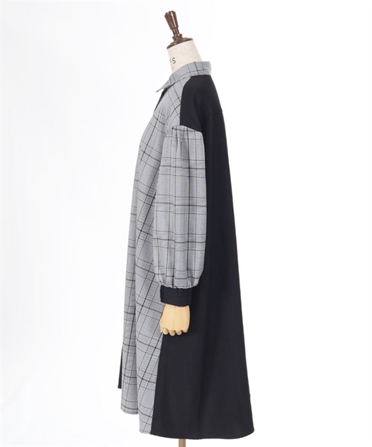 柄切替バイカラーシャツワンピ | outlet | axes femme online shop 柄切替バイカラーシャツワンピ | outlet | axes femme online shop