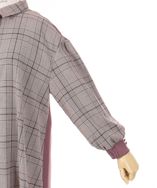 柄切替バイカラーシャツワンピ【期間限定価格】 | レディース服 柄切替バイカラーシャツワンピ【期間限定価格】 | レディース服