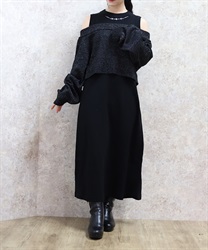 ラメカーデ×ニットワンピースセット | axes femme | axes femme ラメカーデ×ニットワンピースセット | axes femme | axes femme