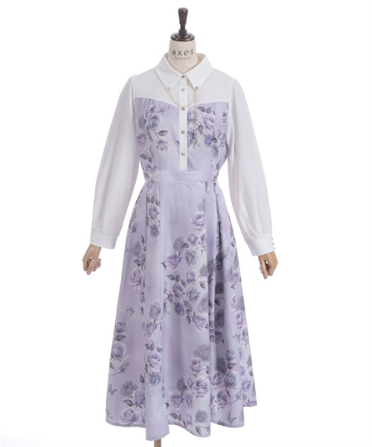 チェーン付アートローズ柄ワンピース【WEB先行販売】 | axes femme