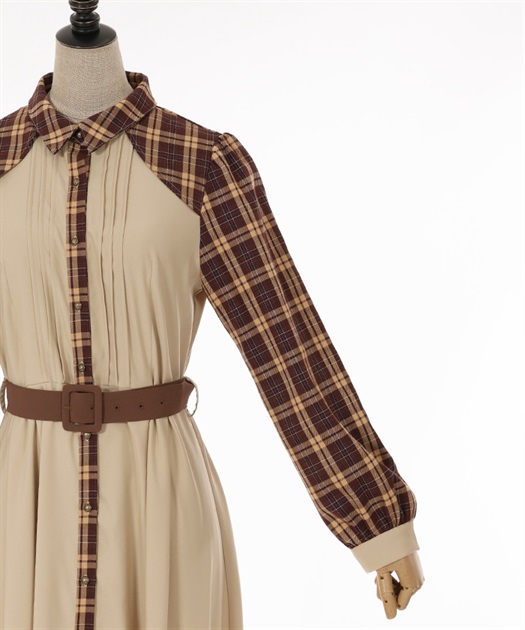 チェックバイカラーワンピース | outlet | axes femme online shop チェックバイカラーワンピース | outlet | axes femme online shop