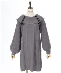 W編み上げニットチュニック | axes femme | axes femme online shop W編み上げニットチュニック | axes femme | axes femme online shop