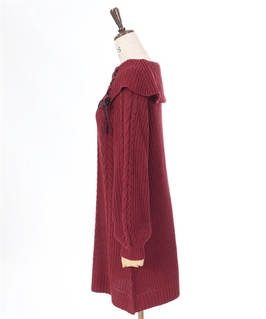 W編み上げニットチュニック【期間限定価格】 | レディース服 W編み上げニットチュニック【期間限定価格】 | レディース服