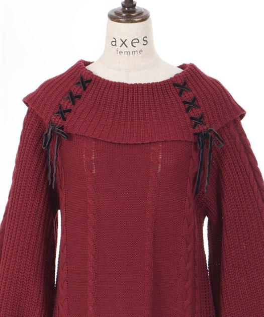 W編み上げニットチュニック | axes femme | axes femme online shop W編み上げニットチュニック | axes femme | axes femme online shop