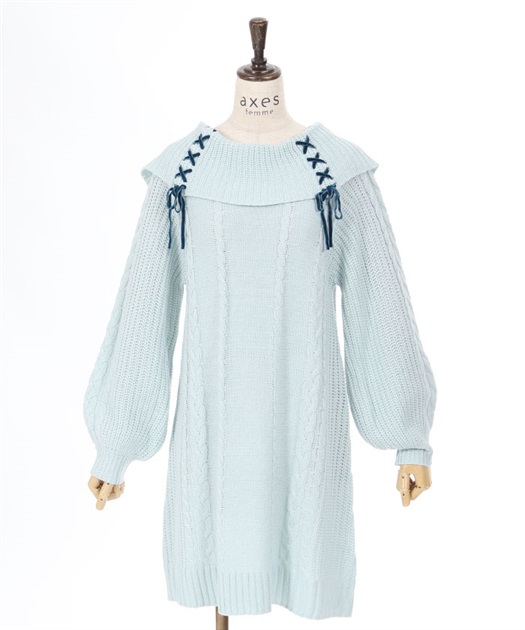 W編み上げニットチュニック | レディース服・レディース W編み上げニットチュニック | レディース服・レディース