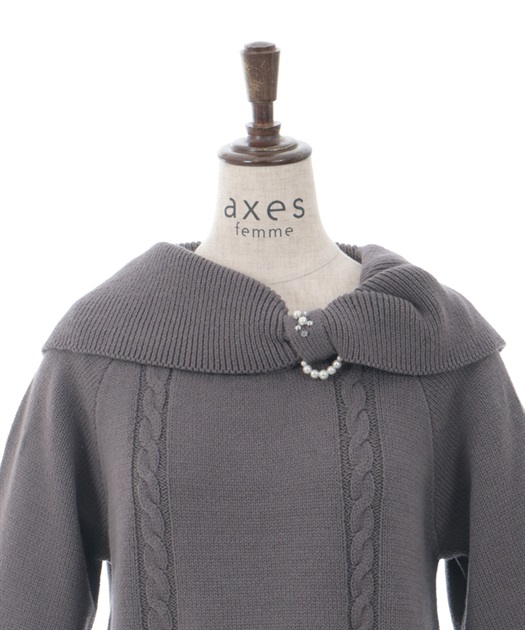 リボン襟ニットミニワンピ | outlet | axes femme online shop リボン襟ニットミニワンピ | outlet | axes femme online shop