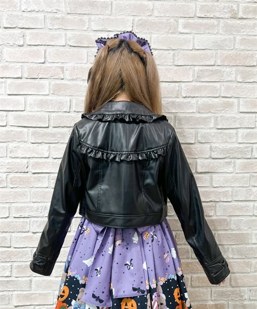 フリル合皮ライダース | kawaii | axes femme online shop フリル合皮ライダース | kawaii | axes femme online shop