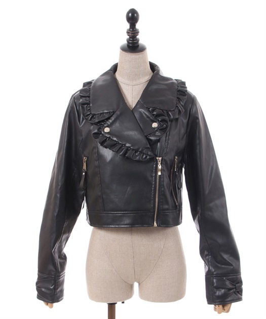 フリル合皮ライダース | 衣料 | axes femme online shop フリル合皮ライダース | 衣料 | axes femme online shop
