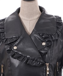 フリル合皮ライダース | レディース服・レディースファッション フリル合皮ライダース | レディース服・レディースファッション