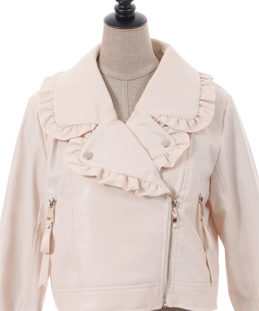 フリル合皮ライダース | kawaii | axes femme online shop フリル合皮ライダース | kawaii | axes femme online shop