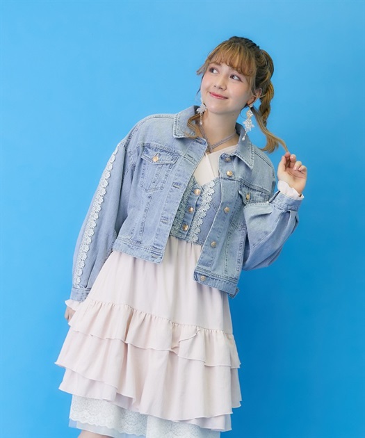 レース×ラインデニムジャケット【期間限定価格】 | outlet