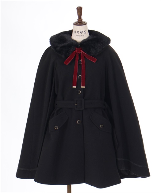 ファー襟付ケープコート | axes femme | axes femme online shop ファー襟付ケープコート | axes femme | axes femme online shop