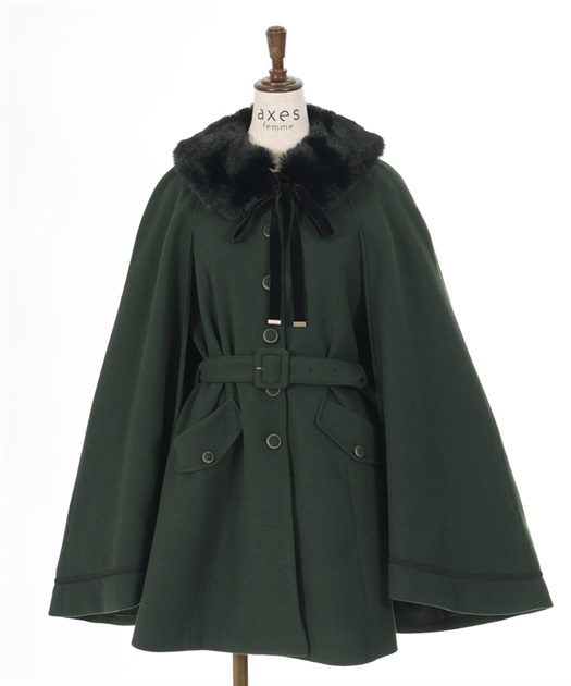 ファー襟付ケープコート | outlet | axes femme online shop ファー襟付ケープコート | outlet | axes femme online shop