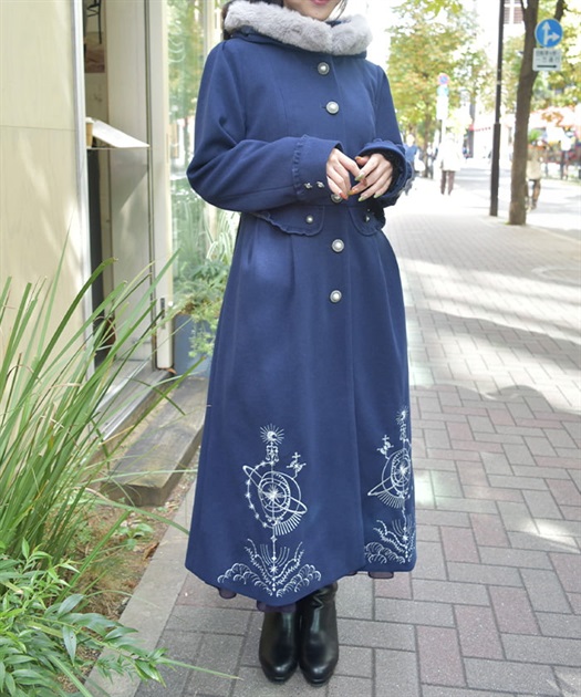 天体刺繍フード付コート | axes femme | axes femme online shop 天体刺繍フード付コート | axes femme | axes femme online shop