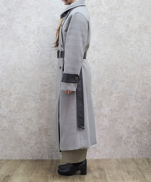 異素材切替ロングコート | レディース服・レディース 異素材切替ロングコート | レディース服・レディース