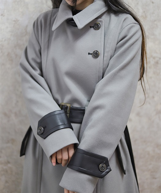 異素材切替ロングコート | レディース服・レディース