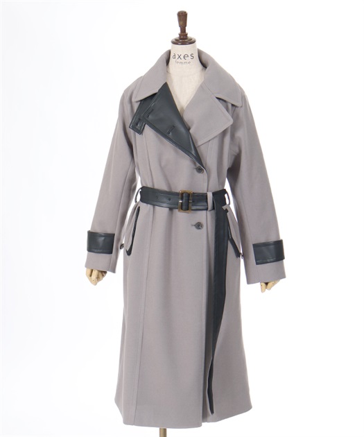 異素材切替ロングコート | outlet | axes femme online shop 異素材切替ロングコート | outlet | axes femme online shop