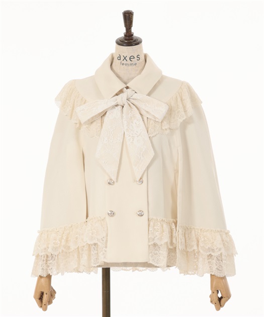 リボン付レースフリルコート | outlet | axes femme online shop リボン付レースフリルコート | outlet | axes femme online shop