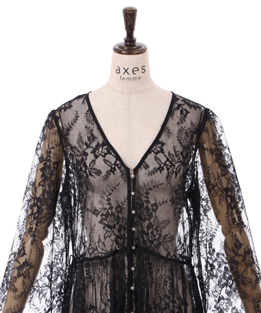 総レースフレアーガウン | outlet | axes femme online shop