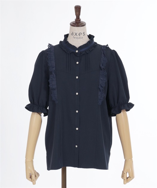 スタンド襟クラシカルブラウス | outlet | axes femme online shop スタンド襟クラシカルブラウス | outlet | axes femme online shop