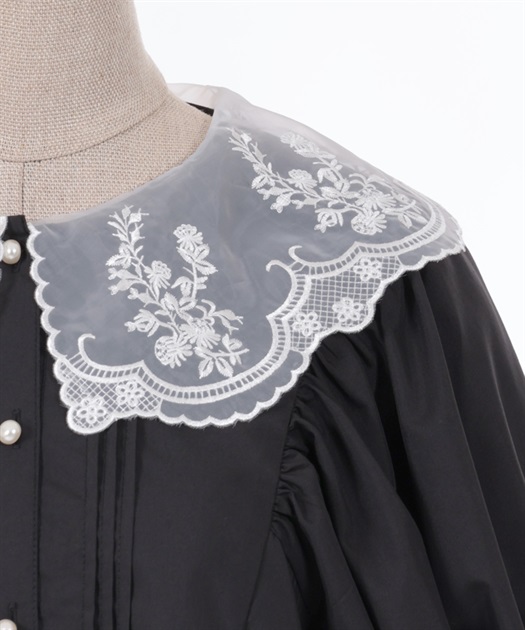 フラワー刺繍襟パフ袖ブラウス | outlet | axes femme online shop フラワー刺繍襟パフ袖ブラウス | outlet | axes femme online shop