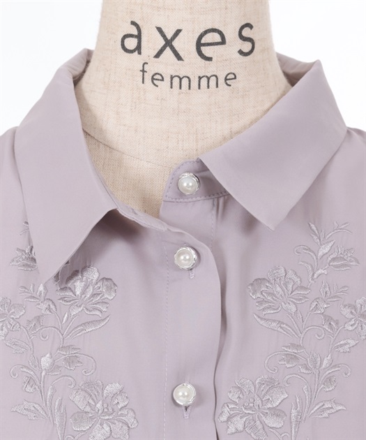 花刺繍シアーロングシャツ | outlet | axes femme online shop 花刺繍シアーロングシャツ | outlet | axes femme online shop
