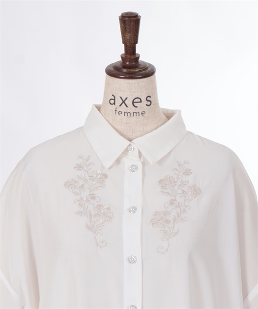 花刺繍シアーロングシャツ | outlet | axes femme online shop 花刺繍シアーロングシャツ | outlet | axes femme online shop