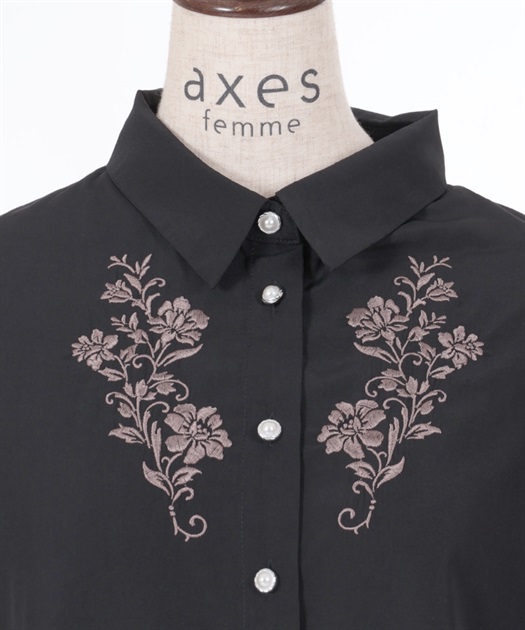 花刺繍シアーロングシャツ | outlet | axes femme online shop 花刺繍シアーロングシャツ | outlet | axes femme online shop