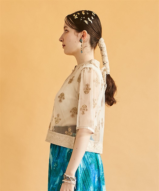 チュール×フラワー刺繍ブラウス | outlet | axes femme online shop チュール×フラワー刺繍ブラウス | outlet | axes femme online shop