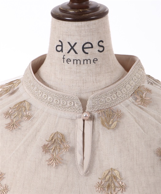 チュール×フラワー刺繍ブラウス | outlet | axes femme online shop チュール×フラワー刺繍ブラウス | outlet | axes femme online shop