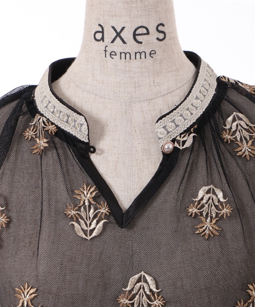 チュール×フラワー刺繍ブラウス | outlet | axes femme online shop チュール×フラワー刺繍ブラウス | outlet | axes femme online shop
