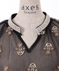 チュール×フラワー刺繍ブラウス | outlet | axes femme online shop