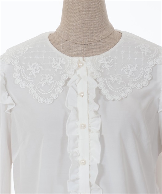 フラワー刺繍襟ブラウス | outlet | axes femme online shop フラワー刺繍襟ブラウス | outlet | axes femme online shop